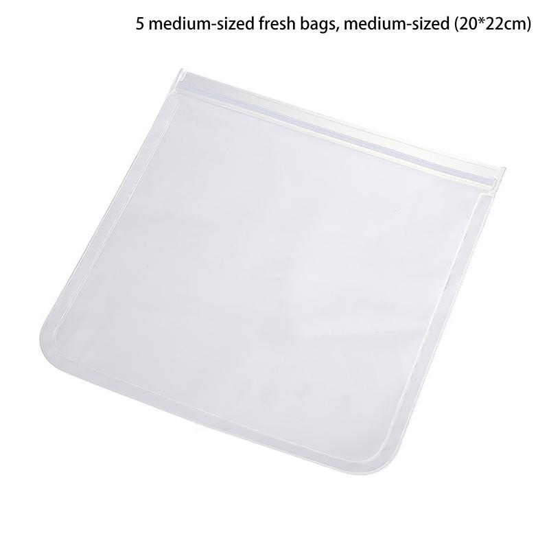 5Pcs Silicone Food Storage Containers Leakproof Stand Up Zip Shut Reusable Rolls Fresh-Keeping Food For Meat Fruits Vegetables
