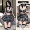 Sex underwear sexy hollow pure desire three-point temptation plaid student uniform suit -