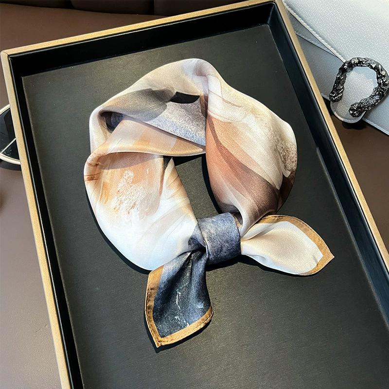 New 100% Natural Real Silk Scarf Women Bandana Square Scarves Wrap Kerchief Mulberry Spring Fashion Luxury High Quality Hijab