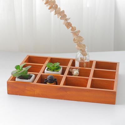 Storage Box 12 Grids Wooden Storage Supplies Vintage Large Capacity Organizer for Dresser