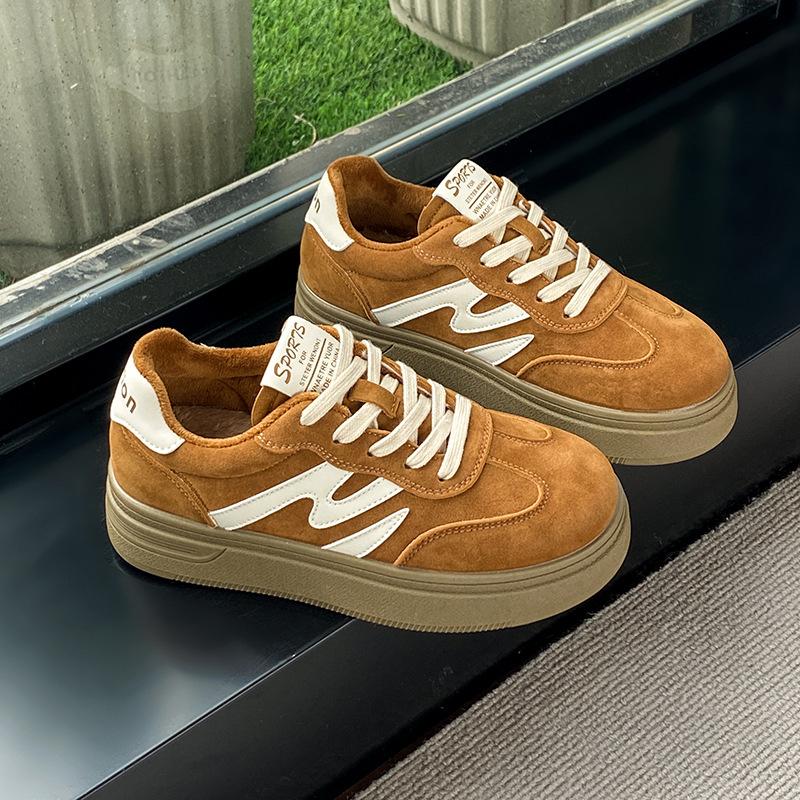 

Кожаные уродливые милые туфли-хлеб с большой головой, маленькие белые туфли, осень 2025, новая коллекция, маленькие мужские туфли для увеличения роста, универсальные, повседневные спортивные кеды 35