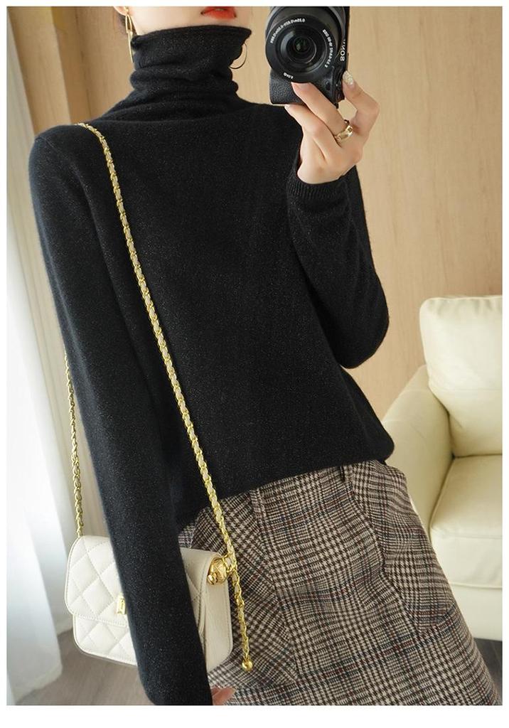 2024 Autumn/Winter Women's High Neck Pure Wool Sweater: Slimming, Warm, Versatile, and Stylish Pullover