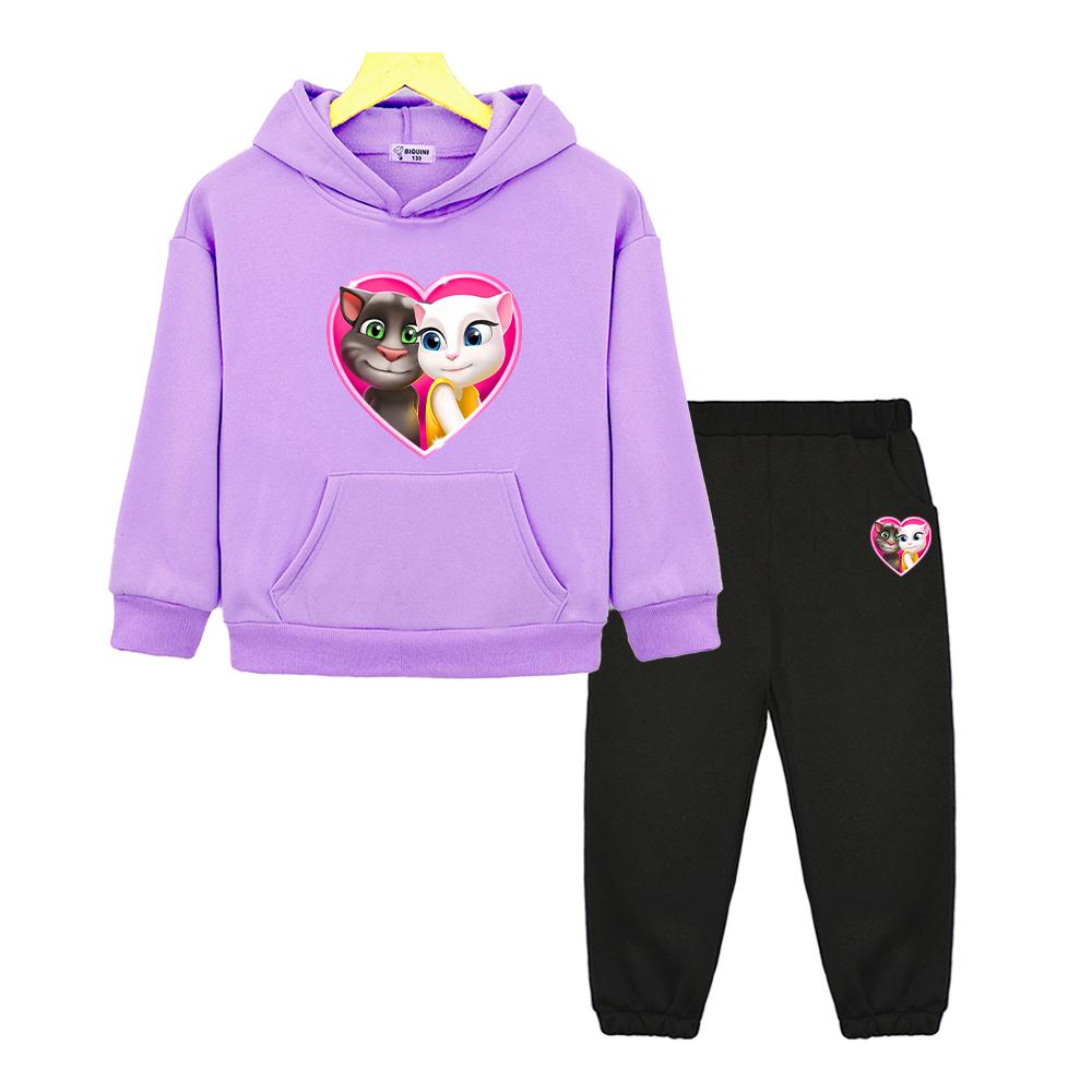 2 pièces pull+Pant Pantalon Chat Tom qui parle Sweat à capuche Sweat à manches longues polaire Veste garçons filles Ensembles de sport à capuche vêtements boutique enfants Noël