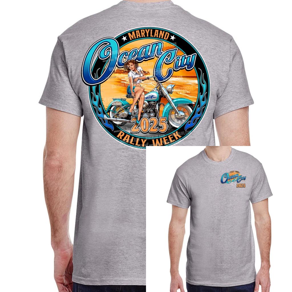 New 2025 Ocean City Rally Week Pinup Tshirt Graphic Printing Highend Luxury Unisex Style Both Of Men And Women