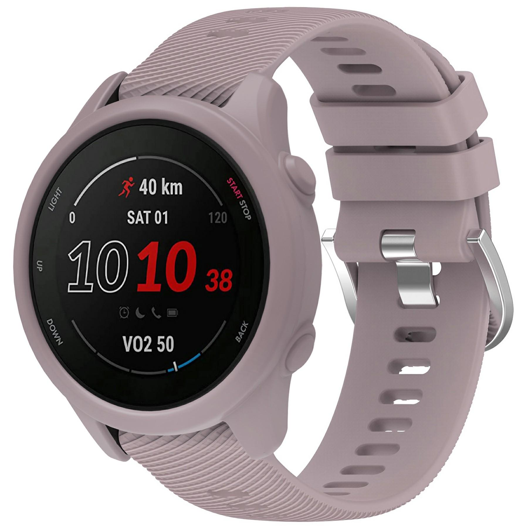 For Garmin Forerunner 255/Forerunner 265 Cross-Texture Silicone Band with Watch Case H