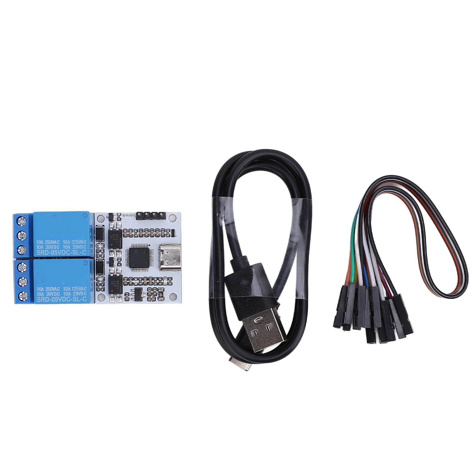 

Модуль USB-реле 2-канальний 5 В Розумне послідовне керування Інтелектуальна оптична ізоляція Захист TYPE C