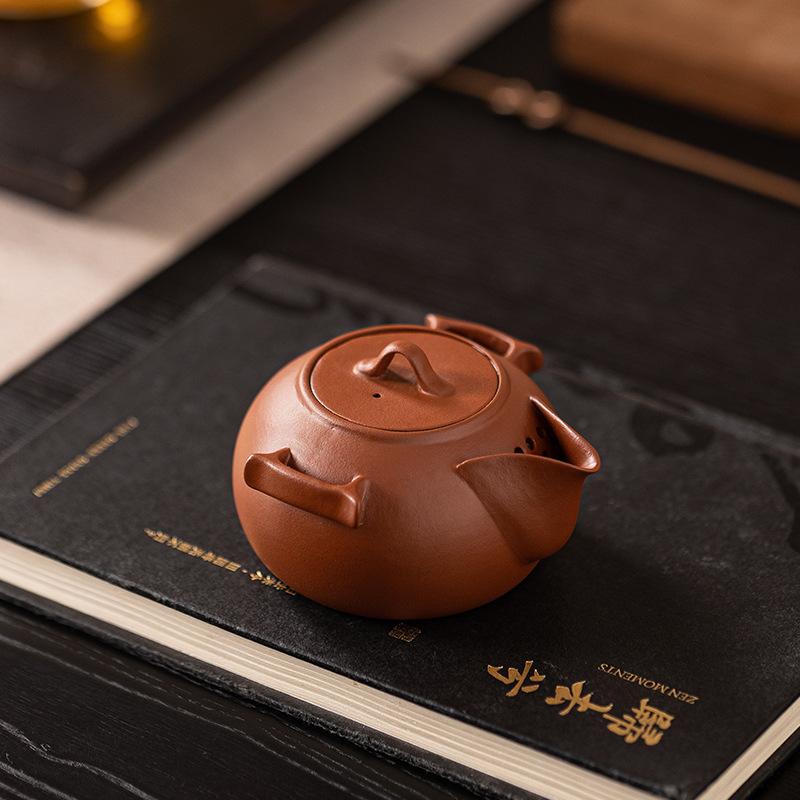 Raw ore purple sand master handmade retro hand-held teapot Zhu mud handmade teapot high-end household one-person drinking teapot