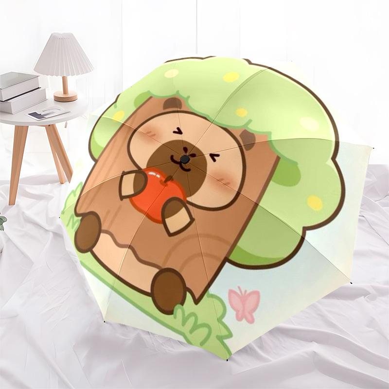 1 st Söt Kapybara Automatisk Öppnings-/Stängningsparaply, Hopfällbart Kompakt Paraply med Lättviktsdesign för Kvinnor/Män yy251011120