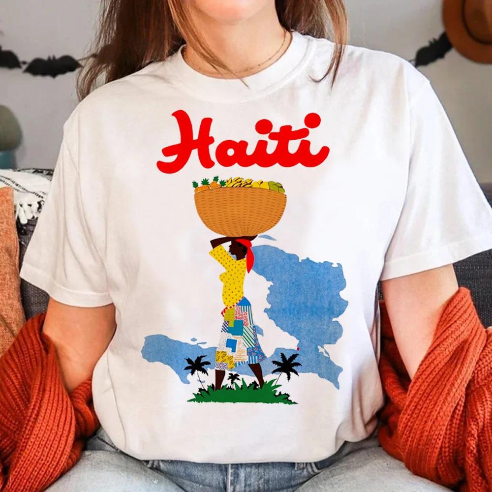 

Haiti T Shirt Women Funny Y2K Harajuku T-shirts Female Funny Clothing Aesthetic Clothes Women Clothing M