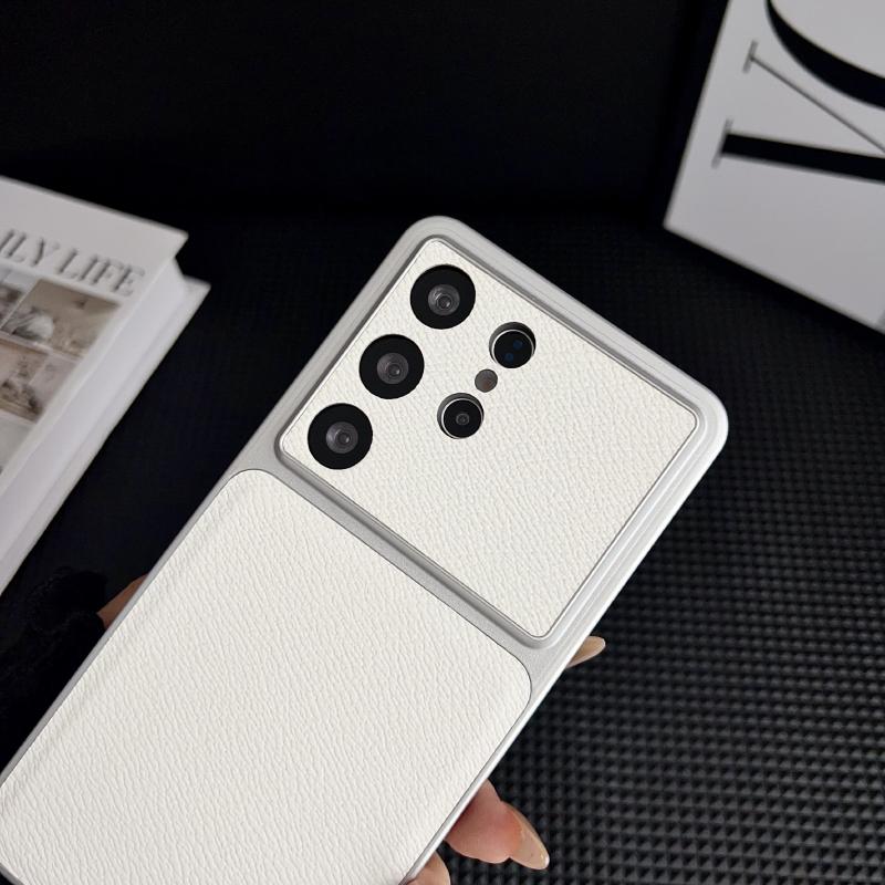 Solid Color Matte Soft TPU Border Artificial Leather Phone Case For Samsung S26Ultra S24 S25 Ultra Plus FE Shockproof Back Cover