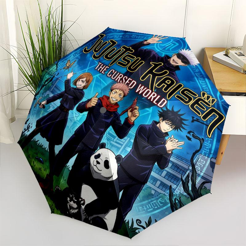 1 PC Automatic Folding Umbrella - Jujutsu Kaisen Pattern Portable Foldable Design With 8 Ribs Christmas Birthday Gifts