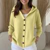 Ladies' Casual Stand Up Collar Knitted Sweater, Solid Color Button Casual Loose Sweater