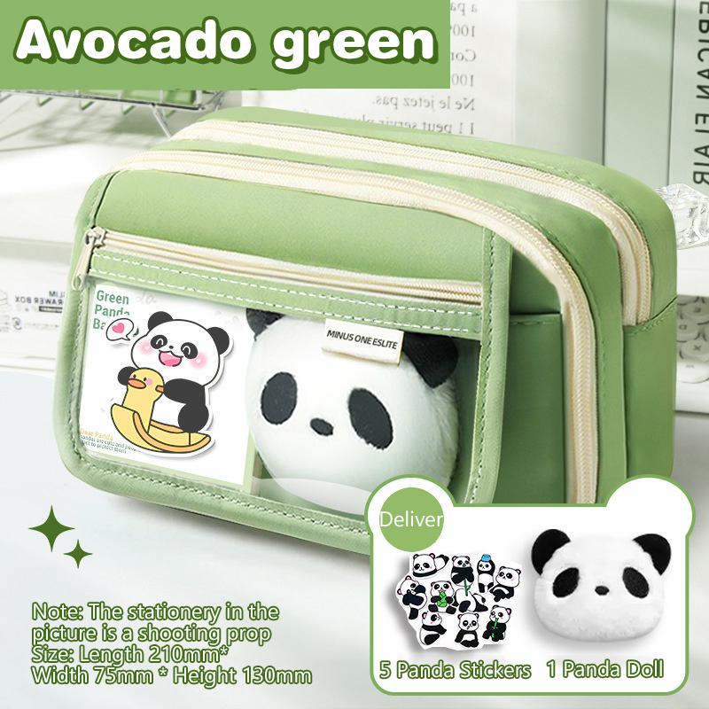 Large Capacity Pencil Bag Capybara Cartoon Stationery Holder Bag With Brooches Stickers Clips Keychains Children Pen Case