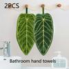 2Pcs Creative Leaf-Shaped Bathroom Hand Towels, Hangable Design, Absorbent Material, Finger Towels For Use In Bathrooms, Restaurants, And Kitchens