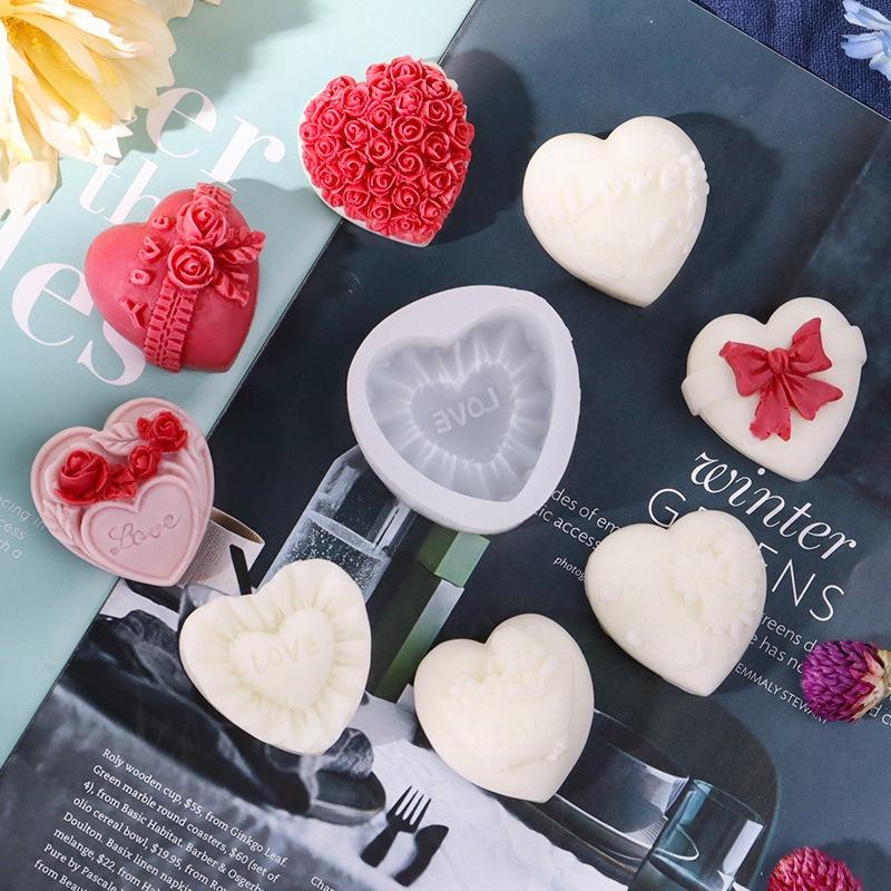 Heart Shaped Silicone Mold Handmade Chocolate Mousse Cake Baking Mold DIY Aromatherapy Candle Mold Valentine's Day Gift Decor