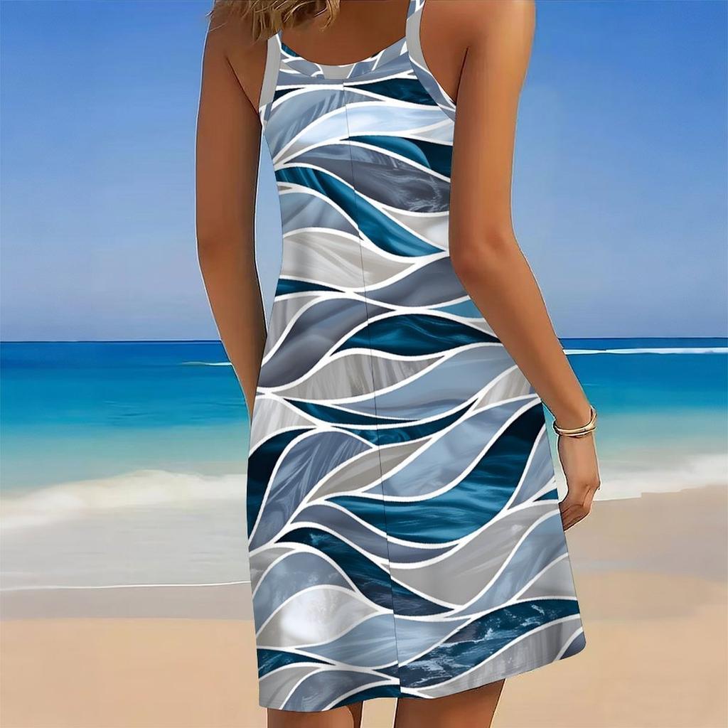 Women's Beach Dress Mini Dress Print Casual Modern Dress Sleeveless Loose Fit Outdoor Daily Summer
