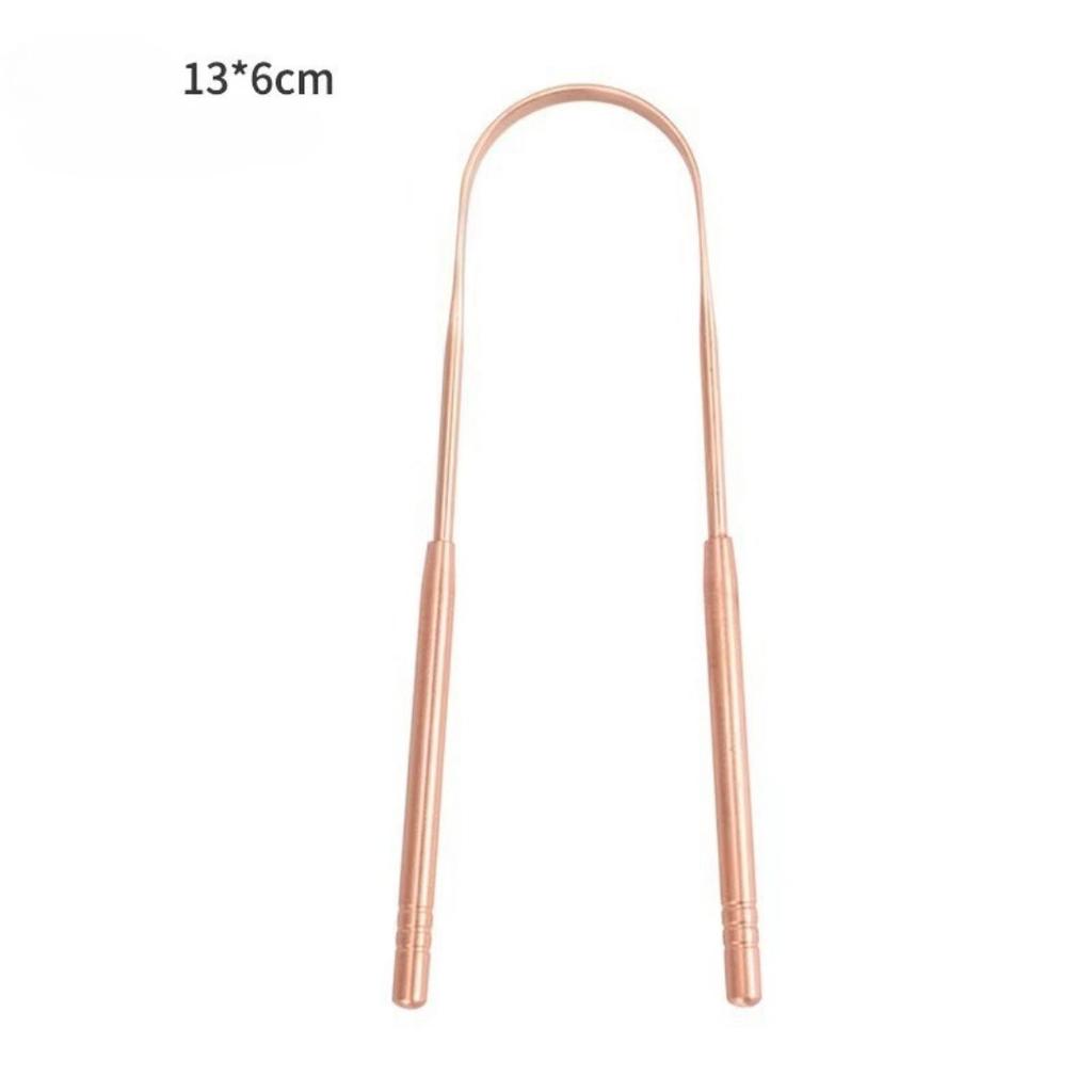 1Pc Reusable Pure Copper Tongue Scraper Oral Cleaner Brush For Fresh Breath Hygiene Men Women High Quality