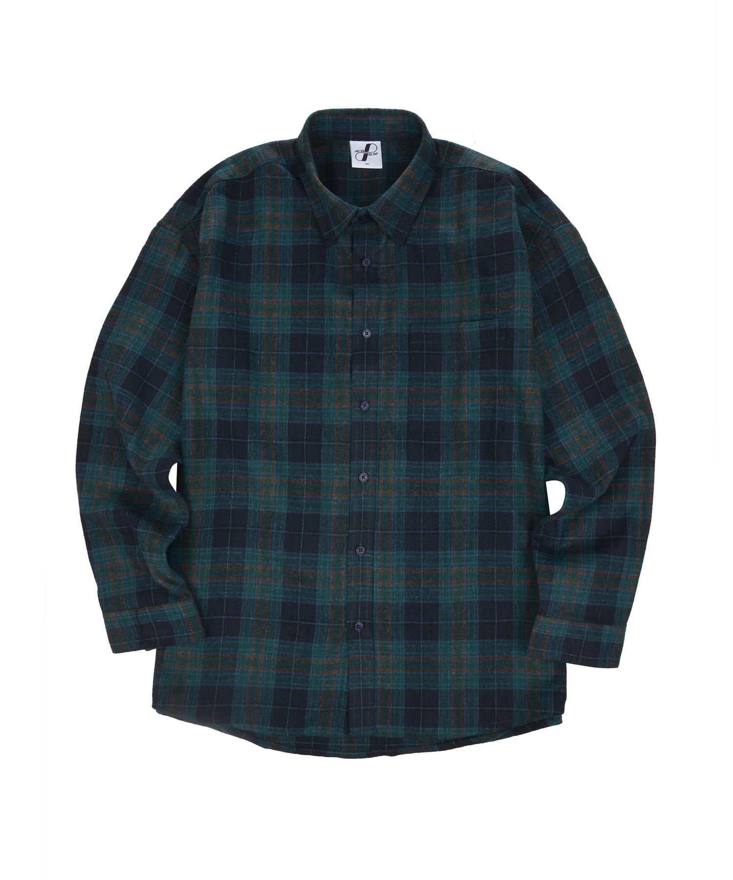 Pal Lab Unisex Oversized Wool Blend Classic Check Shirt_Pl24W9Sh044_Gn Reference/95