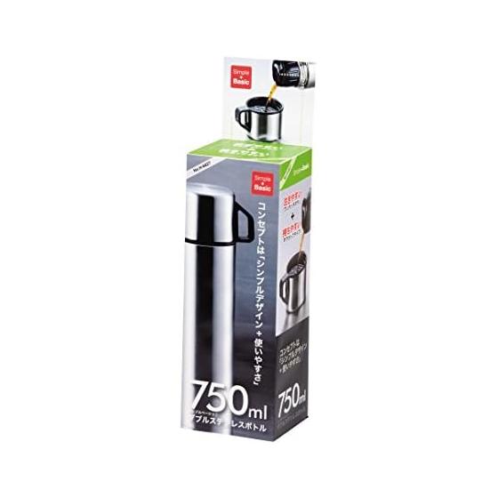 Pearl Metal Style Basic Doppel-Edelstahlflasche 750 H-6827750ml