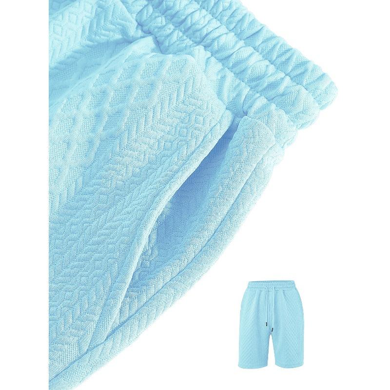Summer Men's Casual T-shirt Suit Lapel Short-sleeved Shorts 2-piece Set