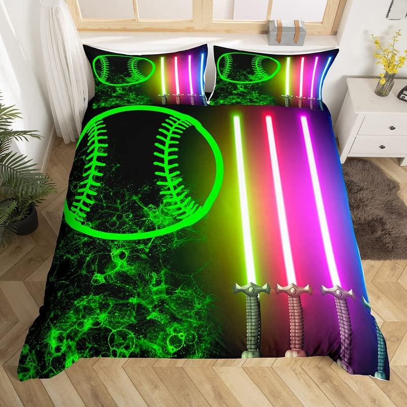 Lightsaber Duvet Cover Set Full,Galaxy Universe Planet Bedding Set 3pcs for Teens Room Decor,Trippy Star Sky Comforter Cover