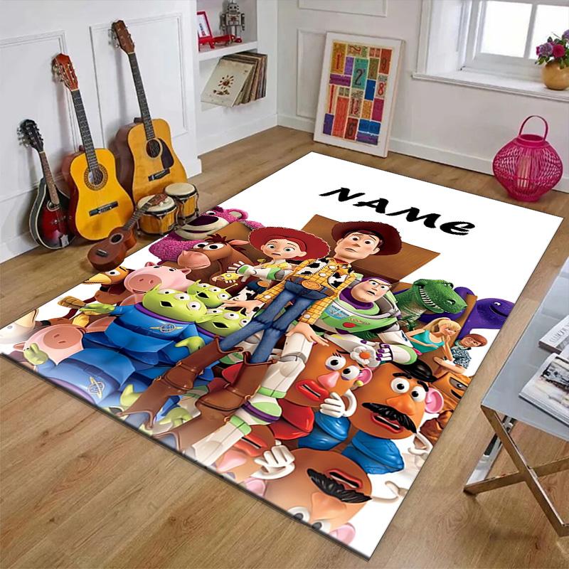 Custom Toy Story Mat Personalized Name, Polyester Washable Indoor Entryway Rug, Gift for Christmas, Easter, Thanksgiving Day