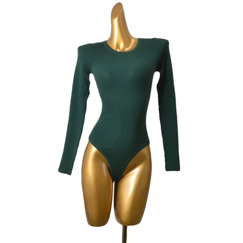 Fashion Sexy Knitting Long Sleeves T-shirt Triangle Jumpsuit Spring Sexy Inner Match Slimming T-Shaped Bottoming Shirt for Women
