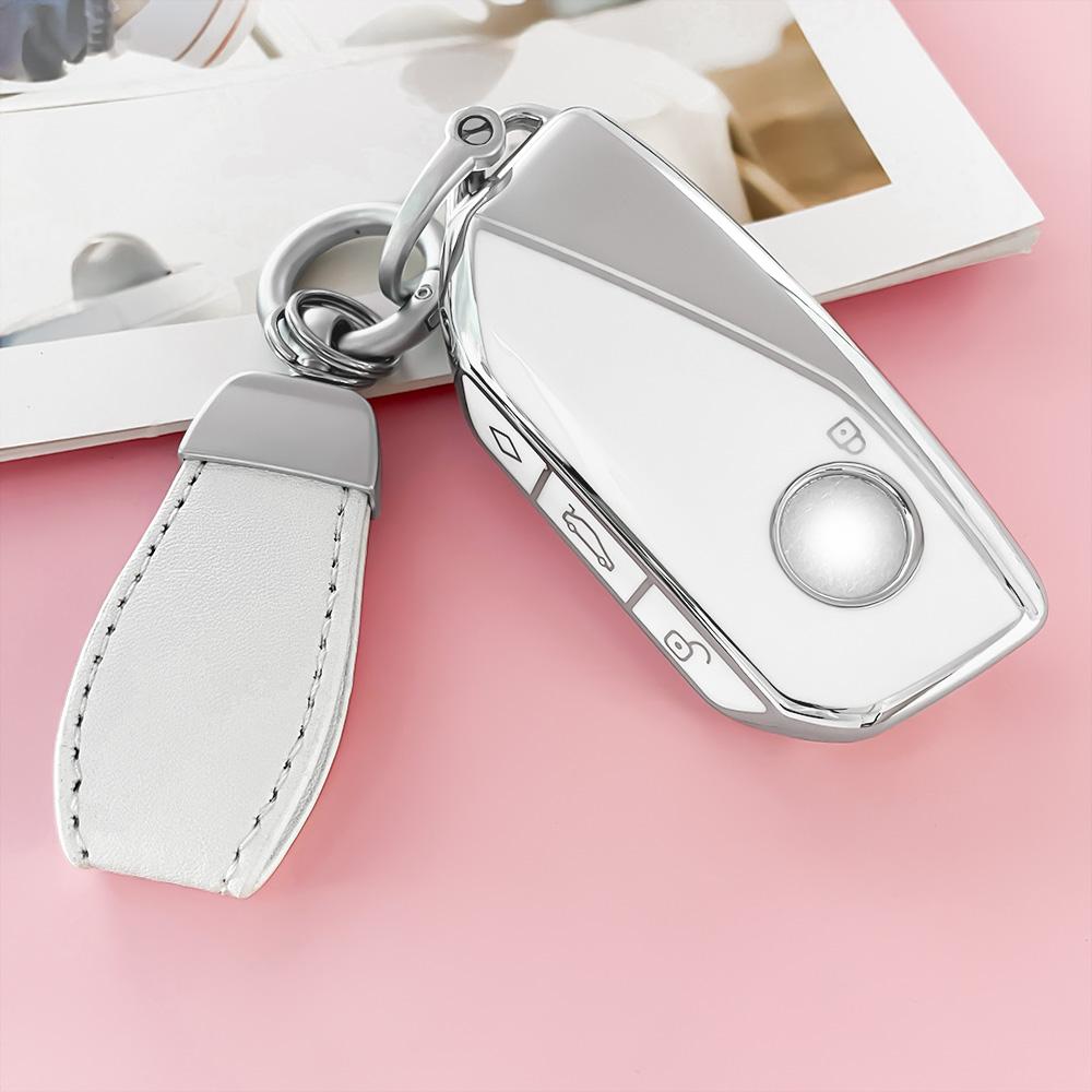 TPU Car Key Case Cover Shell Fob for BMW G07 X7 LCI U11 X1 G70 7 Series G09 XM F98 X4M LCI G18 X5 G81 M3 I20 IX Silver Key Case
