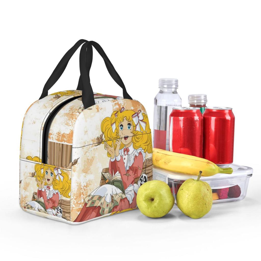 Candy Candy Anime Insulated Lunch Bag for Women Kids Portable Food Boxes Thermal Lunch Box Tote