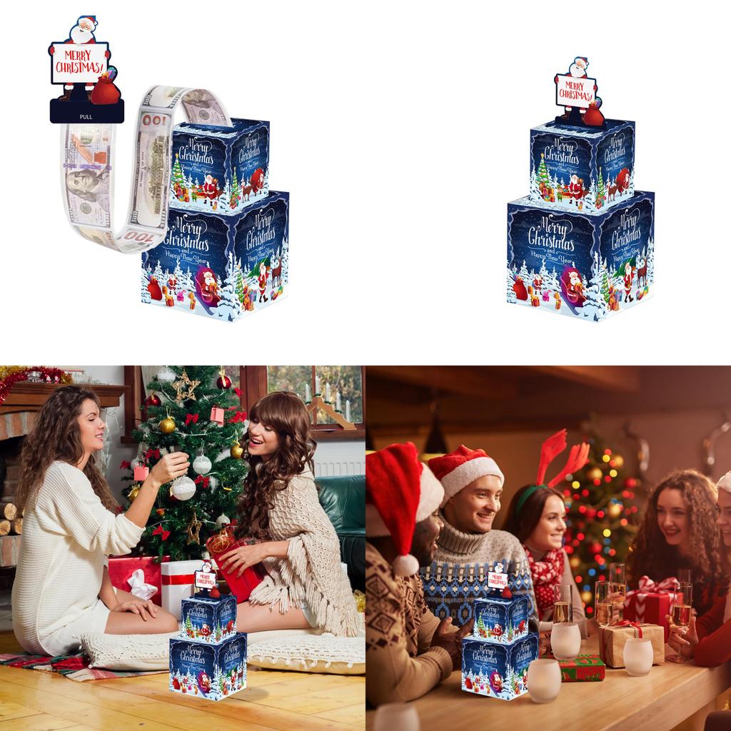 Double Theme Santa Layer Money Box With Surprise Gift For Party Christmas