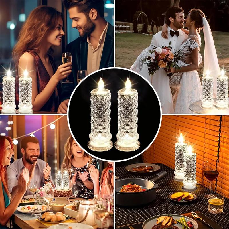 Led Candle Light Rose Pattern Projection Simulation Flameless Candle Lamp For Home Birthday Wedding Party Decoration