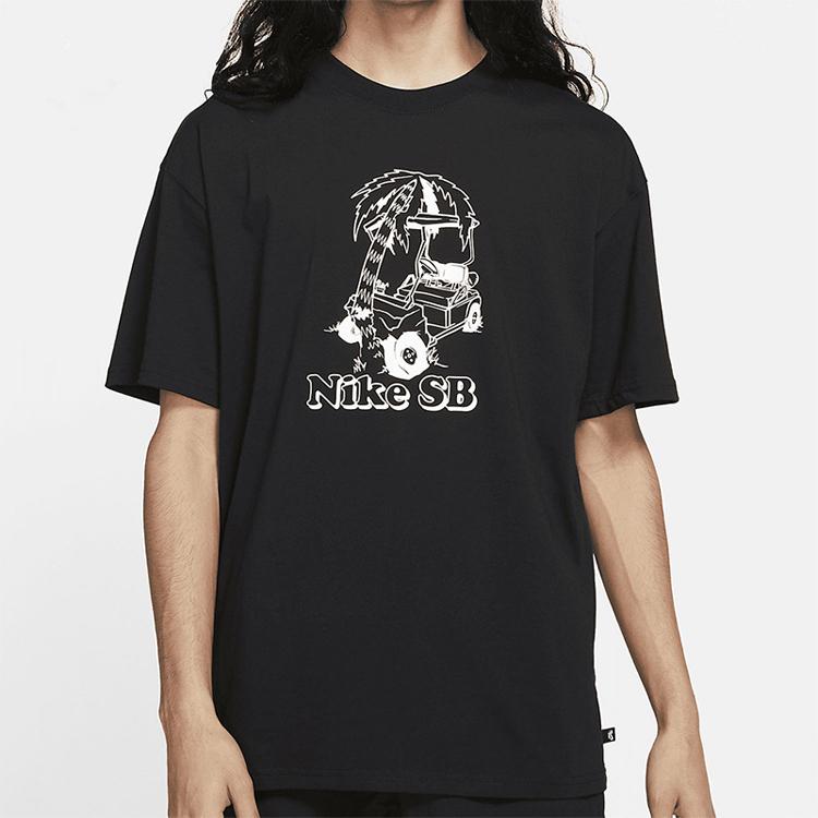 Nike SB Skateboarding Print Loose Knit Short Sleeve T-Shirt Men Tops Black DD1309-010