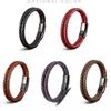 Pulsera de cuerda de cuero para hombre, 19/21/23 cm, estilo vintage, tejida a mano, para parejas, color negro, marrón, rojo y azul, elegantes pulseras casuales para hombre.