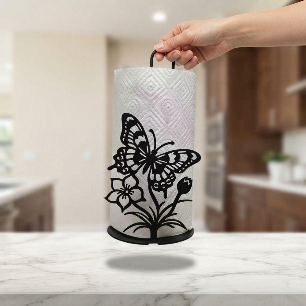 Wooden Base Butterfly Napkin Holder 2D Flat Vertical Napkins Rack Kitchen Towel Rack Dining Table