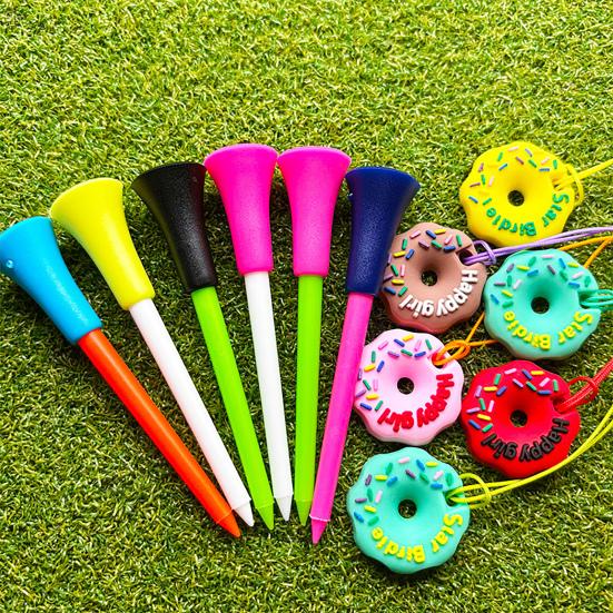 Plastic Anti Lost Golf Tee Hanger Donut Design Golf Tee Ring Strap Fruit Design Tee Loss Prevention Golf Accessory