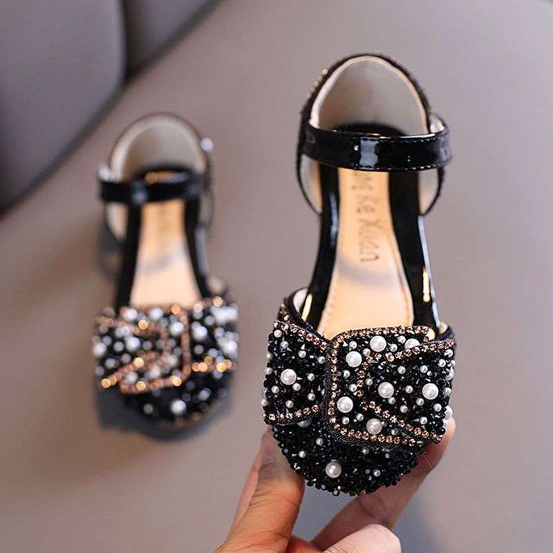 

2025 лето новая детская обувь сандалии для девочек туфли принцессы со стразами на носке и бантом для малышей обувь для выступлений recommended foot length + 0.5-1 cm to choose