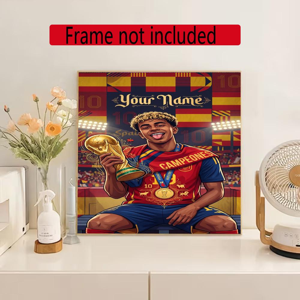 Lamin Yamal Customize Text Diamond Painting Round Diamond Mosaic Suitable For Beginners Diamond Painting Rhinestones Gift Frameless