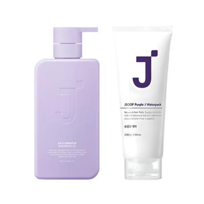 Silk Keratin 2X Clinic Shampoo 1000ml + Purple J No-Wash Waterpack 200g Set
