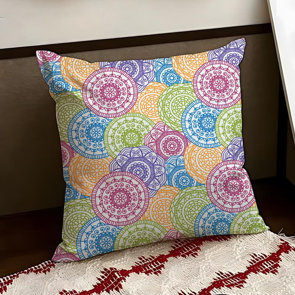 Indian Ethnic Pattern Cushion Cover Reversible Soft Durable Pillow Cover Home  Car MultiScene Use for Daily Comfort