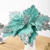 Xmas Flower 25cm Scalable Multifunctional Artificial Poinsettia Xmas Flower Decoration for Festival