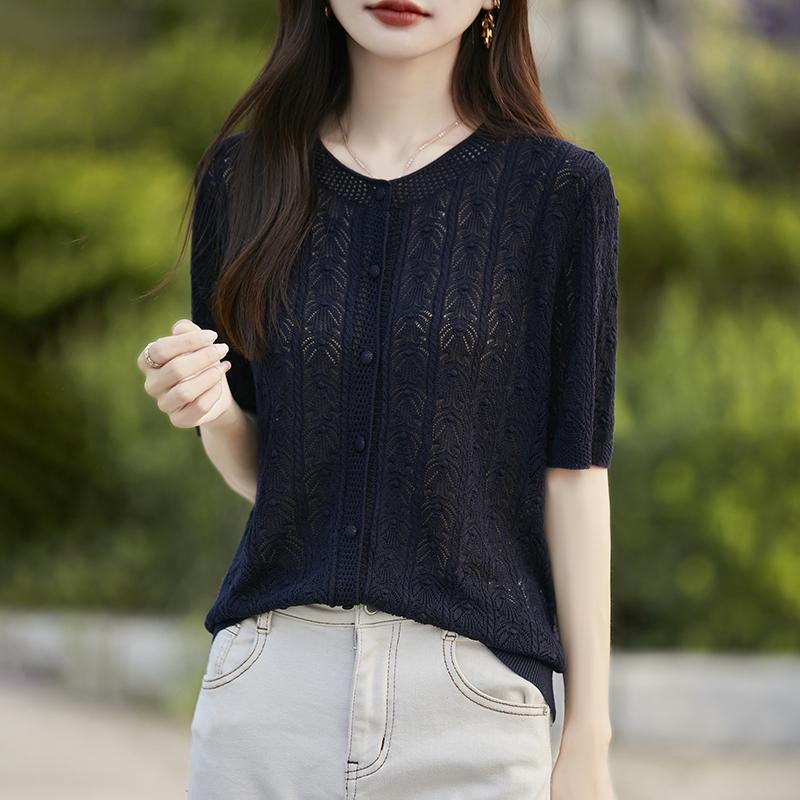 Women's Lightweight 50% Wool 50% Mulberry Silk Cardigan - 4-Season Versatile Knitwear for All-Year Comfort & Style