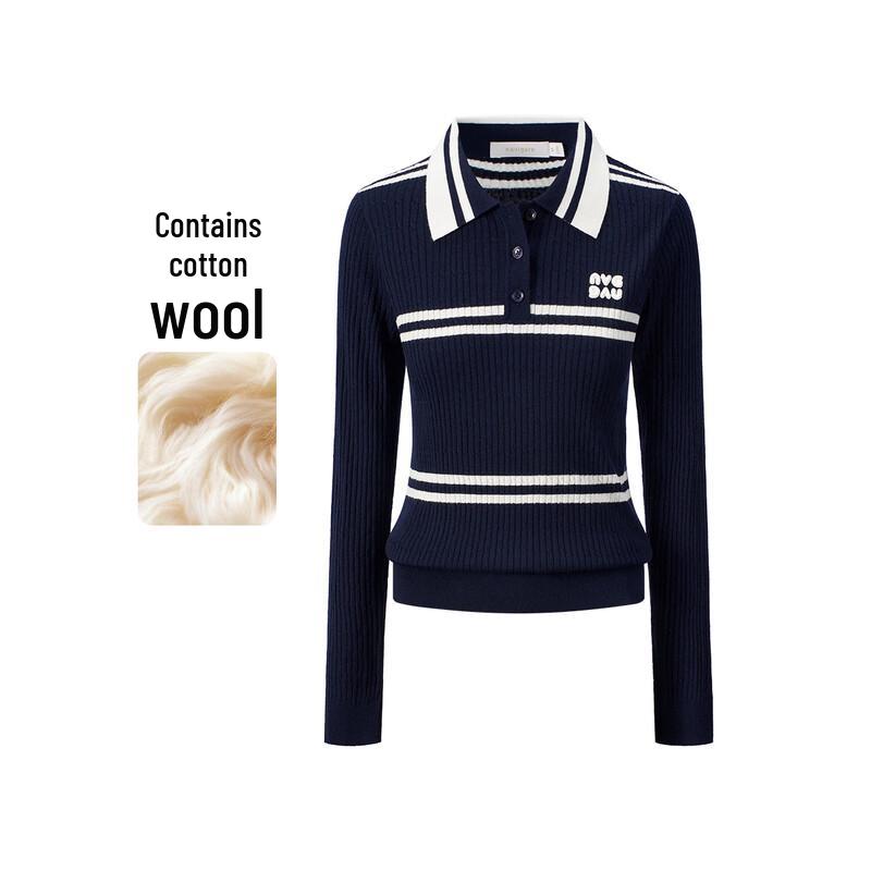 

Navigare Women s Lapel Pullover Knit Wool Blend Sweater M