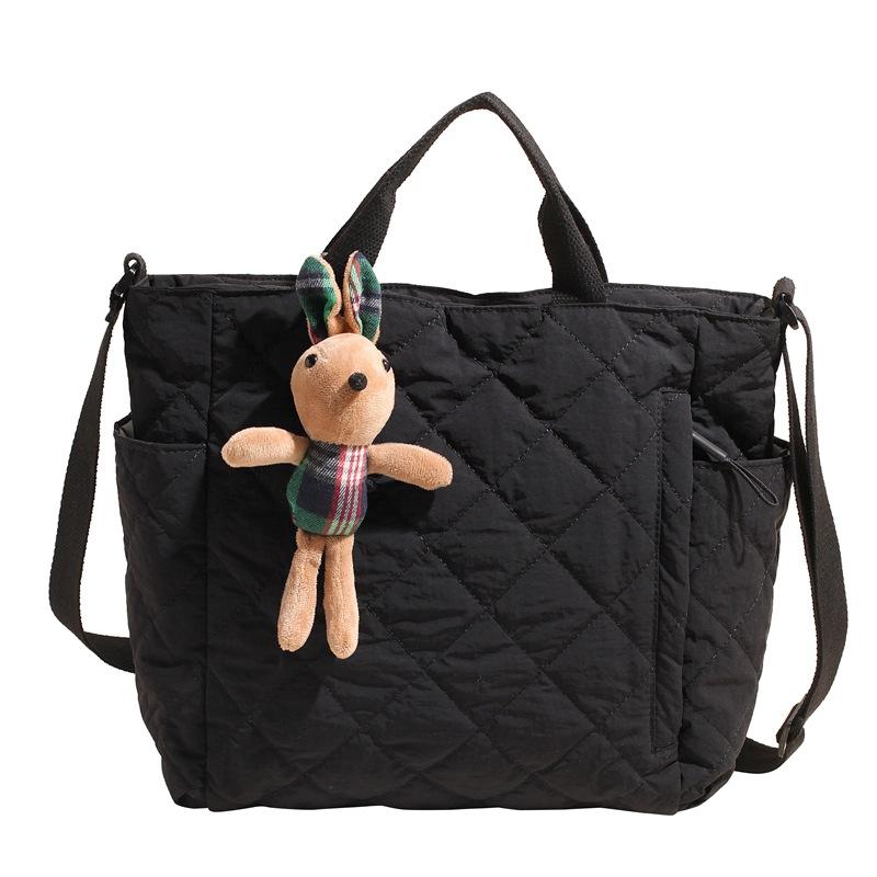 Autumn and winter commuting large-capacity tote bag, shoulder bag for students in class, Korean version of cotton clothes, messenger bag, casual handb