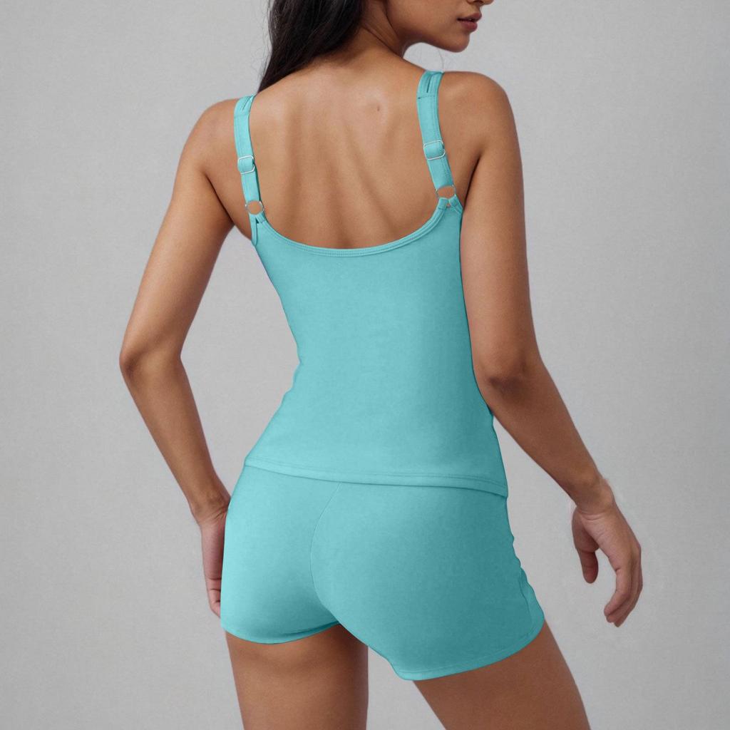 2026 Europäischer & Amerikanischer Unifarbener Geteilter Badeanzug Rock-Stil Tankini Konservative Bademode