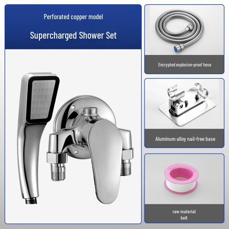 Surface Mounted Copper Square Shower Mixer Faucet Set