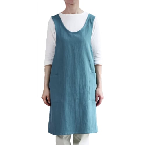 

Washed Cotton Crossover Apron (Blue)