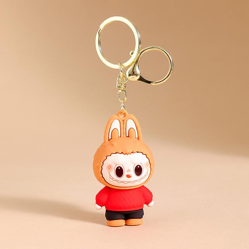 

1 шт. Милая красная кукла-кролик, подвеска для школьного ранца, Год, мультяшный Лабубу, праздничный брелок-кролик для пары, украшение для сумки/машины