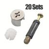 10/20/50/100 Set Viti per Mobili Connettore Tre-in-Uno Bullone Collegamento Laterale 15x12mm Raccordo a Camme Tassello Dado Pre-inserito Per Armadio Guardaroba