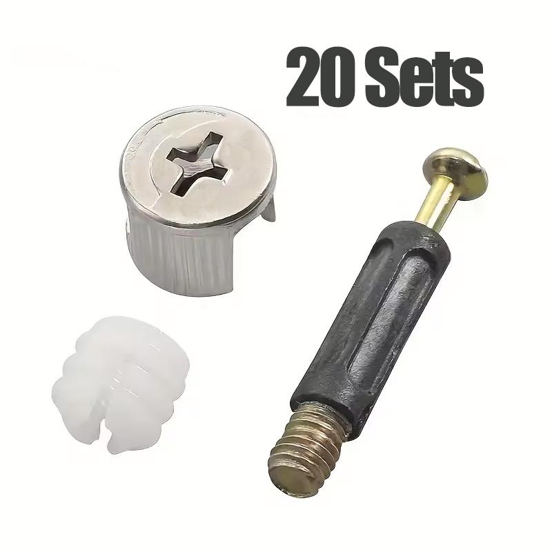 10/20/50/100 Set Viti per Mobili Connettore Tre-in-Uno Bullone Collegamento Laterale 15x12mm Raccordo a Camme Tassello Dado Pre-inserito Per Armadio Guardaroba