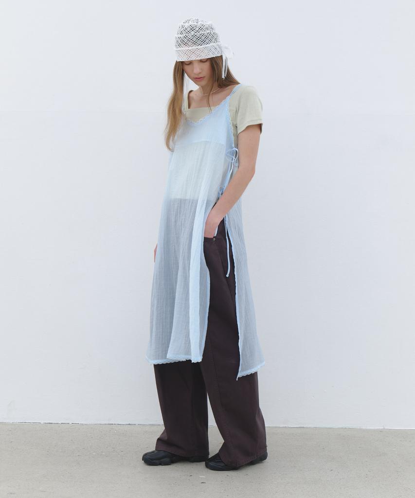 Cluny Sheer Layered Beach Slip Dress - Charcoal